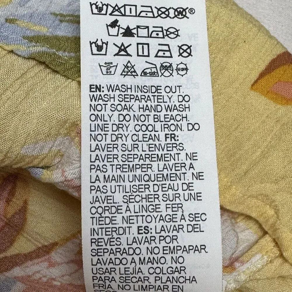 Billabong Yellow Floral Dress XS Boho Mini Empire Waist Short Sleeve Summer - Picture 8 of 8